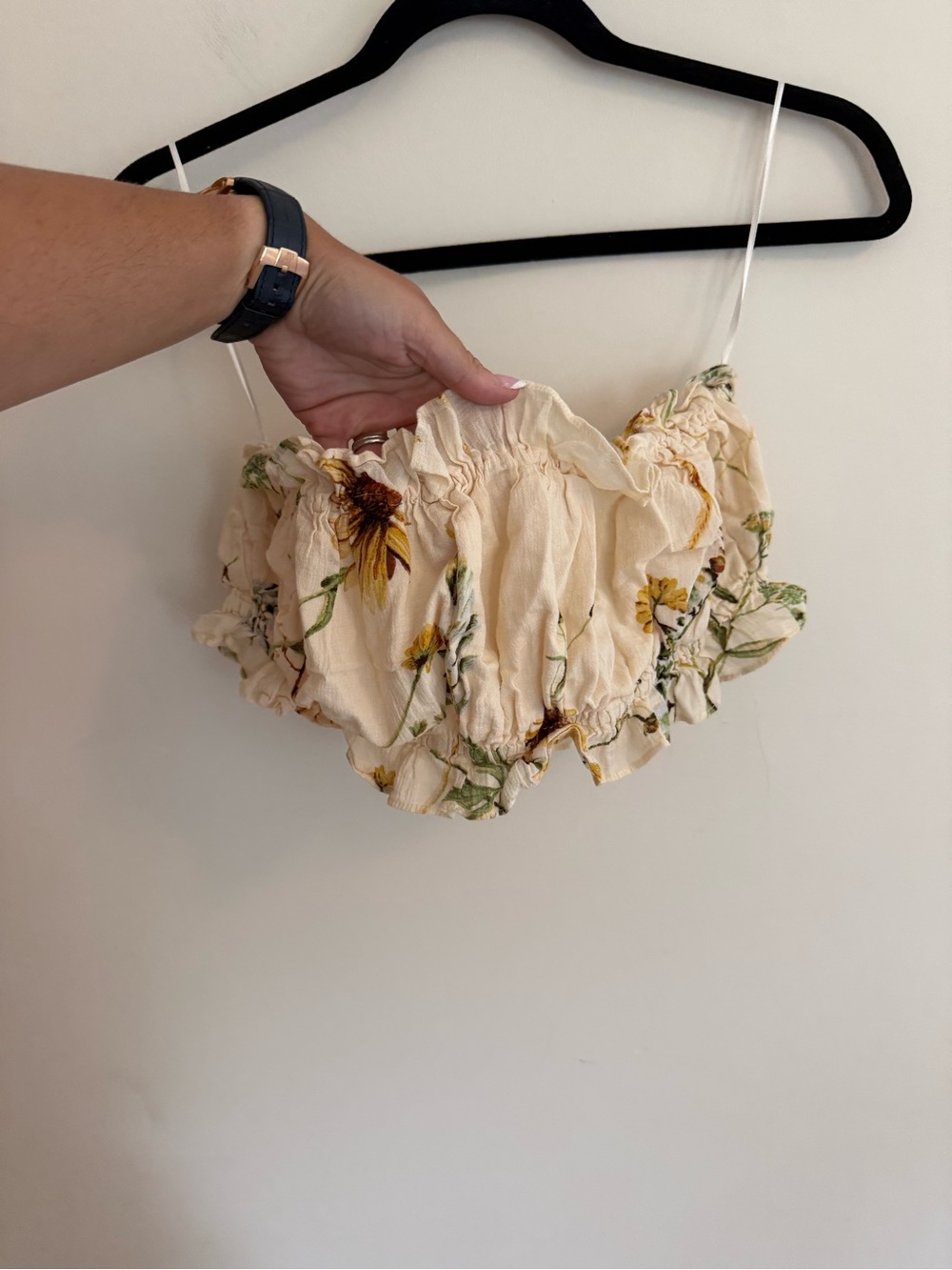 H&M Cream Floral Bandeau Top
